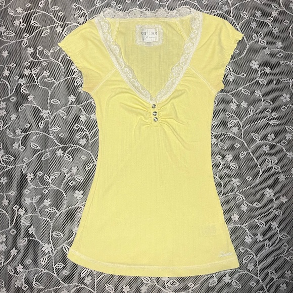 Y2K  guess yellow lace top - Picture 3 of 6